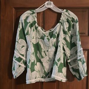 Green Floral Women's Top